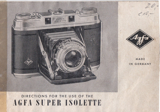 Agfa Super Isolette, Directions for use. (original).