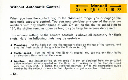 Voigtlander Vito Automatic II, Instructions for use.  (original).