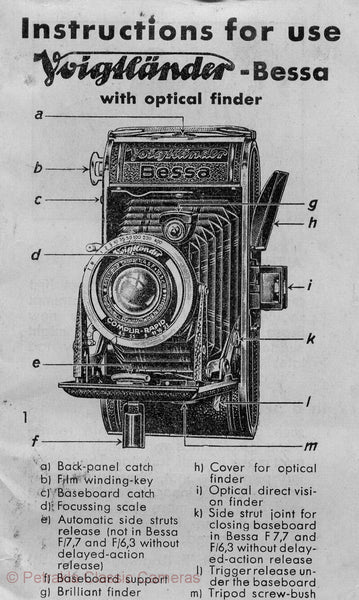 Voigtlander Bessa with optical finder, Instructions for use. PDF DOWNLOAD! - Voigtlander- Petrakla Classic Cameras
