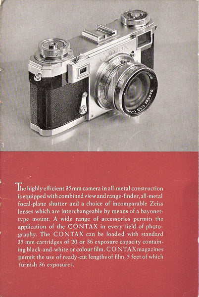 Contax IIa Manual (English) PDF DOWNLOAD! - Zeiss-Ikon- Petrakla Classic Cameras