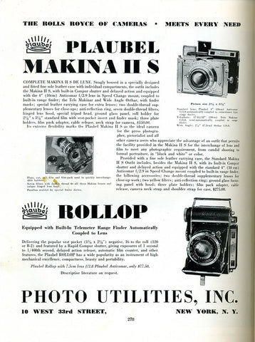 Plaubel Makine IIs Ad - Plaubel- Petrakla Classic Cameras