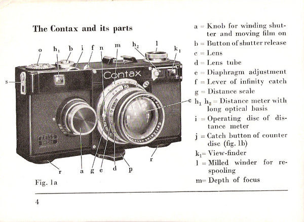 Instructions for Contax I 1935, English, PDF DOWNLOAD! - Zeiss-Ikon- Petrakla Classic Cameras