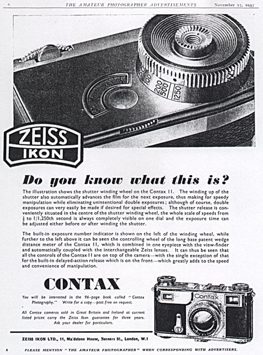 Contax ad: Do you know what this is? – Petrakla Classic Cameras