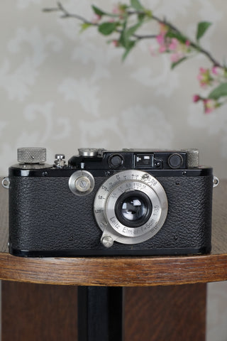 SUPERB! 1936 Black Leitz Leica III with Nickel Elmar lens, CLA'd, Freshly Serviced! - Leitz- Petrakla Classic Cameras