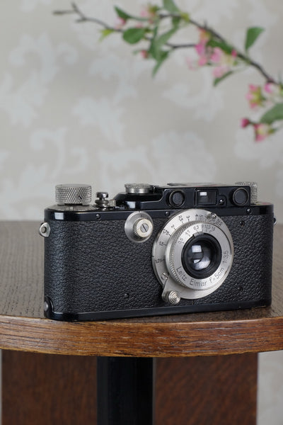 SUPERB! 1936 Black Leitz Leica III with Nickel Elmar lens, CLA'd, Freshly Serviced! - Leitz- Petrakla Classic Cameras