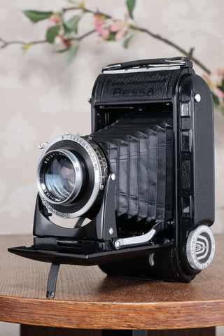Rare! (leather version) 1948 Voigtlander Bessa Rangefinder with Heliar lens! Freshly Serviced, CLA'd.