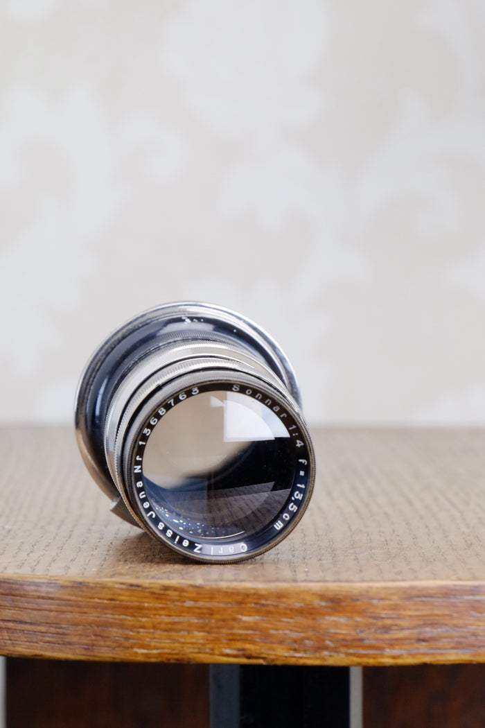 1932 CARL ZEISS Black Lacquer & Nickel 135mm Sonnar lens for Contax I - Carl Zeiss Jena- Petrakla Classic Cameras