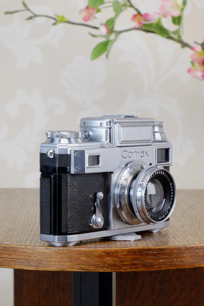 SUPERB! 1942 Zeiss Ikon Contax Camera with Zeiss 2.0/50mm lens, CLA'd, Freshly Serviced! - Zeiss-Ikon- Petrakla Classic Cameras