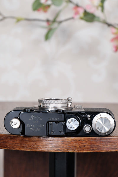 SUPERB! 1932 Black Leitz Leica III with Nickel Elmar lens,  CLA'd, Freshly Serviced! - Leitz- Petrakla Classic Cameras