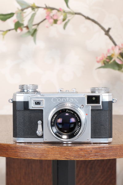 Superb! 1952 Zeiss Ikon Contax IIa with Lens and Original Leather Case. CLA'd, Freshly Serviced!
