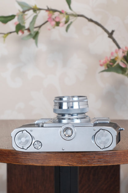 Superb! 1952 Zeiss Ikon Contax IIa with Lens and Original Leather Case. CLA'd, Freshly Serviced!