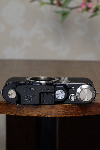 SUPERB! 1935 BLACK LEITZ LEICA III, Freshly Serviced! - Leitz- Petrakla Classic Cameras