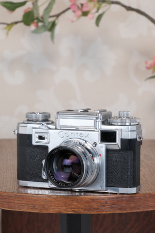 Superb! 1953 Zeiss Ikon Contax IIIa with coated Carl Zeiss 1.5 / 50mm Sonnar lens. CLA'd, Freshly Serviced!