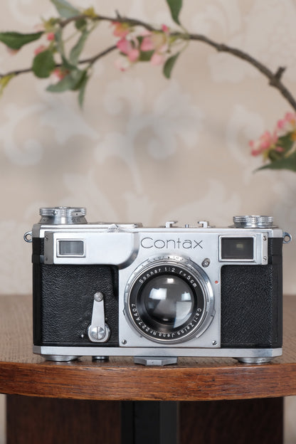 Superb! 1939 Zeiss Ikon Contax II Body and 50mm Zeiss Sonnar lens. CLA'd, Freshly Serviced!