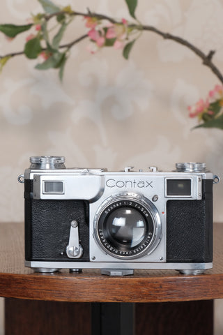 Superb! 1939 Zeiss Ikon Contax II Body and 50mm Zeiss Sonnar lens. CLA'd, Freshly Serviced!