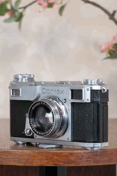 Superb! 1939 Zeiss Ikon Contax II Body and 50mm Zeiss Sonnar lens. CLA'd, Freshly Serviced!