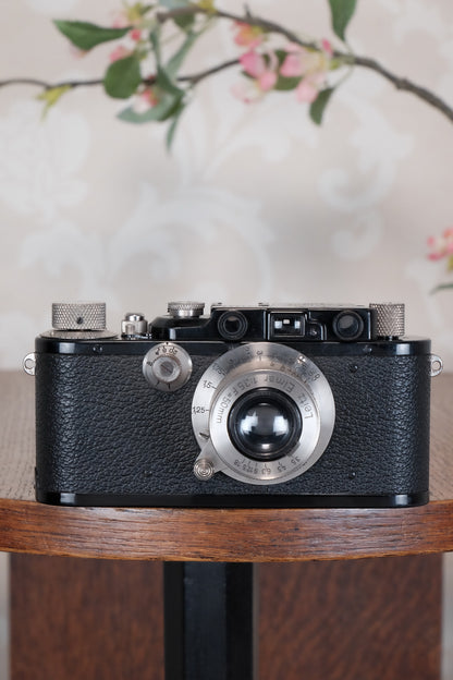 SUPERB! 1933 BLACK LEITZ LEICA III with Nickel Elmar, Freshly Serviced CLA'd!