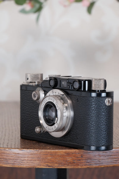SUPERB! 1933 BLACK LEITZ LEICA III with Nickel Elmar, Freshly Serviced CLA'd!