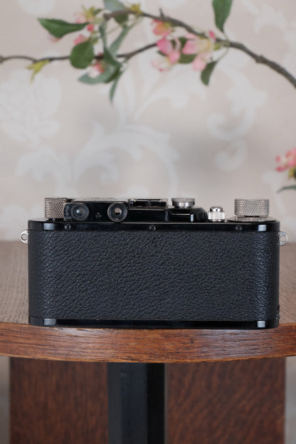 SUPERB! 1933 BLACK LEITZ LEICA III with Nickel Elmar, Freshly Serviced CLA'd!