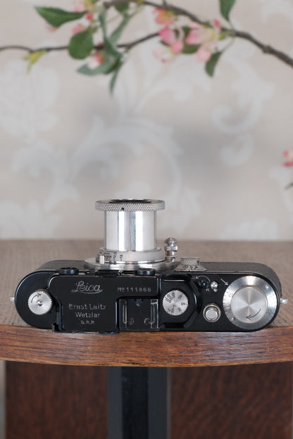 SUPERB! 1933 BLACK LEITZ LEICA III with Nickel Elmar, Freshly Serviced CLA'd!