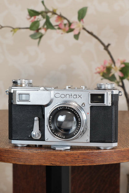 Superb! 1938 Zeiss Ikon Contax II Body and 50mm Zeiss Sonnar lens, CLA'd, Freshly Serviced!