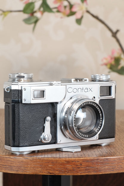 Superb! 1938 Zeiss Ikon Contax II Body and 50mm Zeiss Sonnar lens, CLA'd, Freshly Serviced!