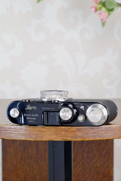 SUPERB! 1932 BLACK LEITZ LEICA II with Nickel Elmar lens. CLA’d, FRESHLY SERVICED! - Leitz- Petrakla Classic Cameras
