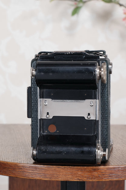 1934 Green Voigtlander Bergheil Camera with Heliar lens and roll film back! Freshly serviced, CLA'd! - Voigtlander- Petrakla Classic Cameras