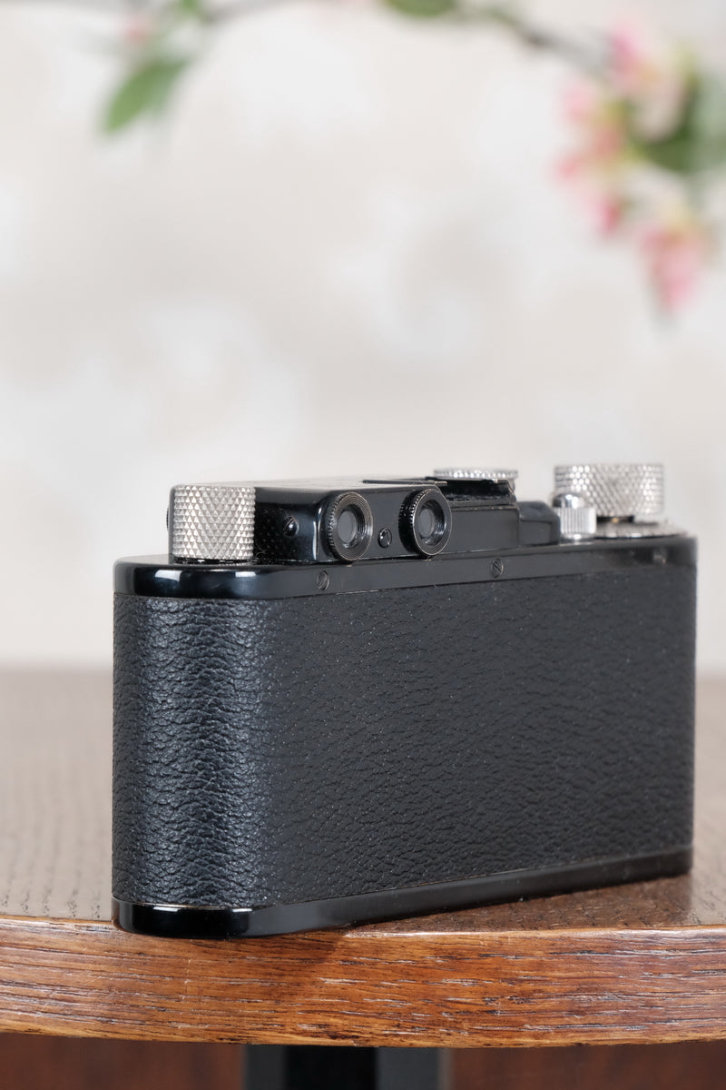 SUPERB! 1935 BLACK LEITZ LEICA II with Nickel lens and an original case, Freshly Serviced CLA'd! - Leitz- Petrakla Classic Cameras