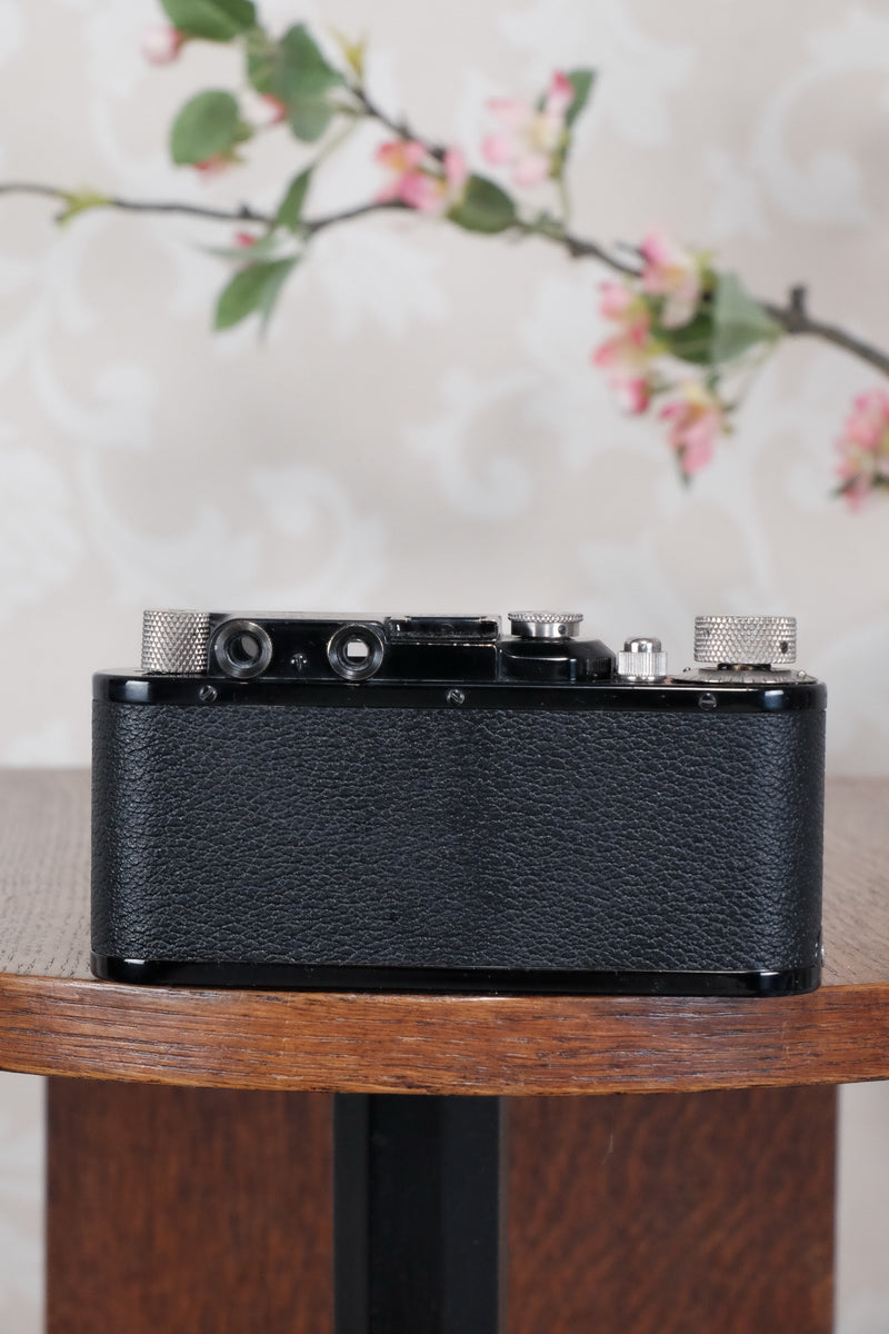 SUPERB! 1935 BLACK LEITZ LEICA II with Nickel lens and an original case, Freshly Serviced CLA'd! - Leitz- Petrakla Classic Cameras