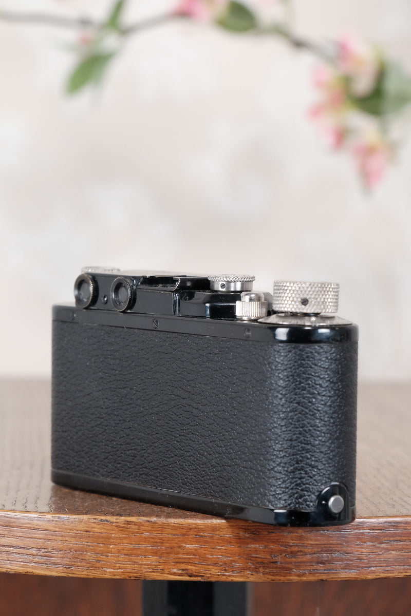 SUPERB! 1935 BLACK LEITZ LEICA II with Nickel lens and an original case, Freshly Serviced CLA'd! - Leitz- Petrakla Classic Cameras