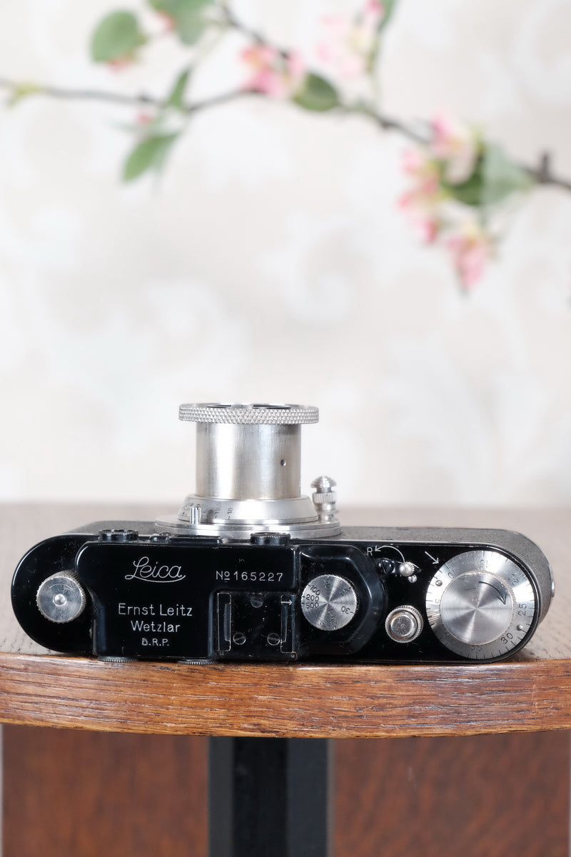 SUPERB! 1935 BLACK LEITZ LEICA II with Nickel lens and an original case, Freshly Serviced CLA'd! - Leitz- Petrakla Classic Cameras