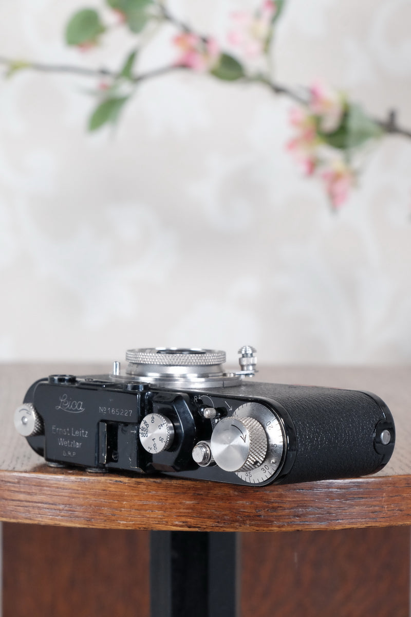 SUPERB! 1935 BLACK LEITZ LEICA II with Nickel lens and an original case, Freshly Serviced CLA'd! - Leitz- Petrakla Classic Cameras