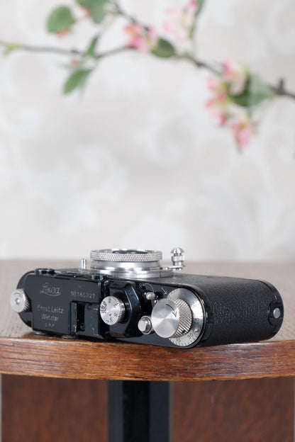 SUPERB! 1935 BLACK LEITZ LEICA II with Nickel lens and an original case, Freshly Serviced CLA'd! - Leitz- Petrakla Classic Cameras