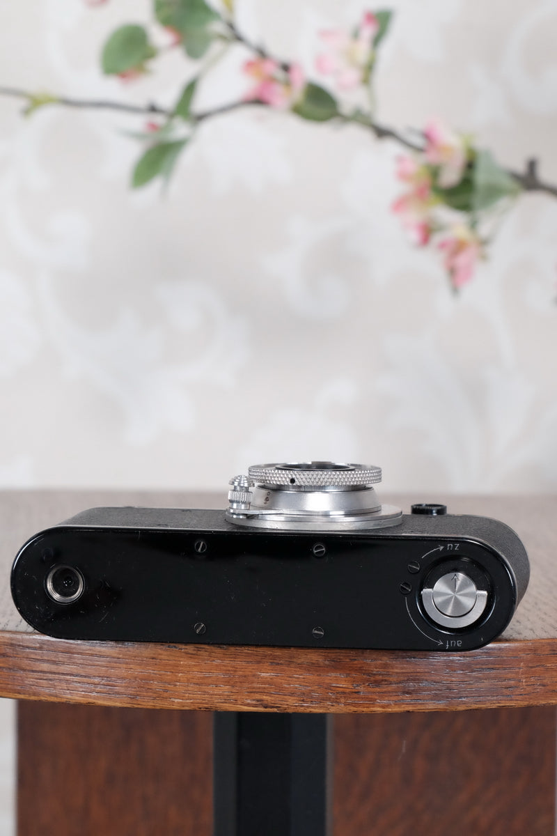 SUPERB! 1935 BLACK LEITZ LEICA II with Nickel lens and an original case, Freshly Serviced CLA'd! - Leitz- Petrakla Classic Cameras