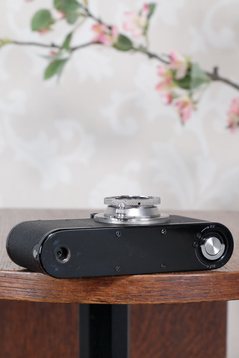 SUPERB! 1935 BLACK LEITZ LEICA II with Nickel lens and an original case, Freshly Serviced CLA'd! - Leitz- Petrakla Classic Cameras
