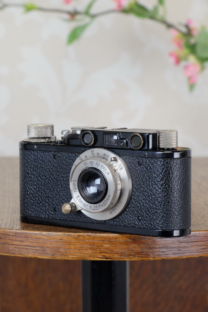 SUPERB! 1932 BLACK LEITZ LEICA II with Nickel Elmar lens. CLA'd, Freshly Serviced! - Leitz- Petrakla Classic Cameras