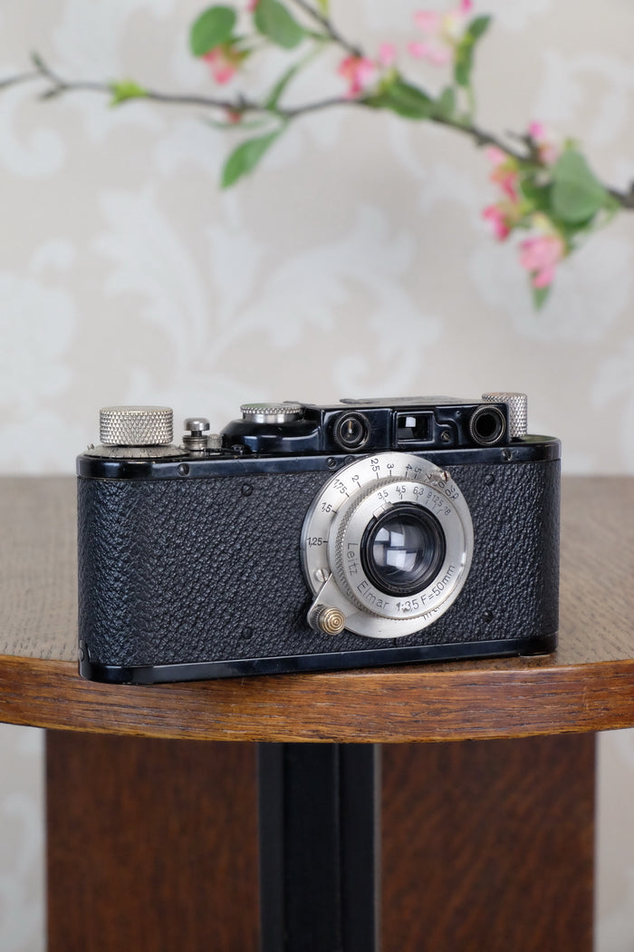 SUPERB! 1932 BLACK LEITZ LEICA II with Nickel Elmar lens. CLA'd, Freshly Serviced! - Leitz- Petrakla Classic Cameras