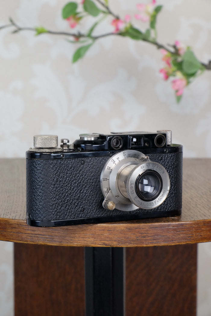 SUPERB! 1932 BLACK LEITZ LEICA II with Nickel Elmar lens. CLA'd, Freshly Serviced! - Leitz- Petrakla Classic Cameras