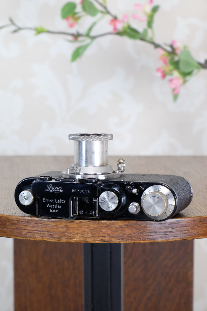 SUPERB! 1932 BLACK LEITZ LEICA II with Nickel Elmar lens. CLA'd, Freshly Serviced! - Leitz- Petrakla Classic Cameras
