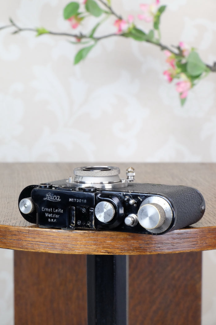 SUPERB! 1932 BLACK LEITZ LEICA II with Nickel Elmar lens. CLA'd, Freshly Serviced! - Leitz- Petrakla Classic Cameras