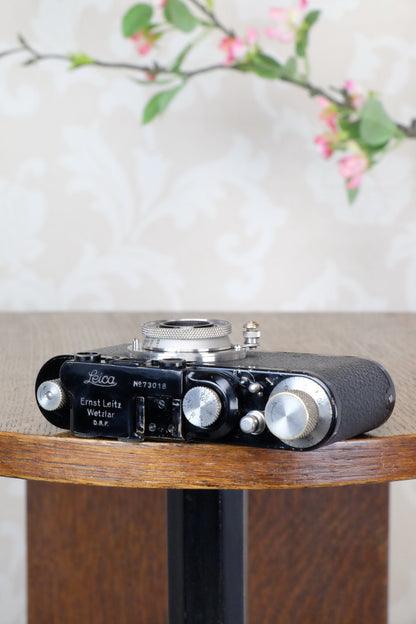 SUPERB! 1932 BLACK LEITZ LEICA II with Nickel Elmar lens. CLA'd, Freshly Serviced! - Leitz- Petrakla Classic Cameras
