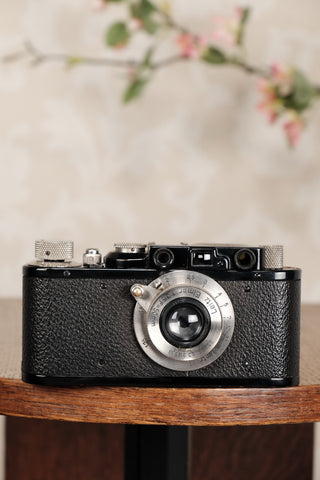 Superb! 1932 BLACK LEITZ LEICA II with nickel elmar lens, CLA'd, Freshly Serviced! - Leitz- Petrakla Classic Cameras