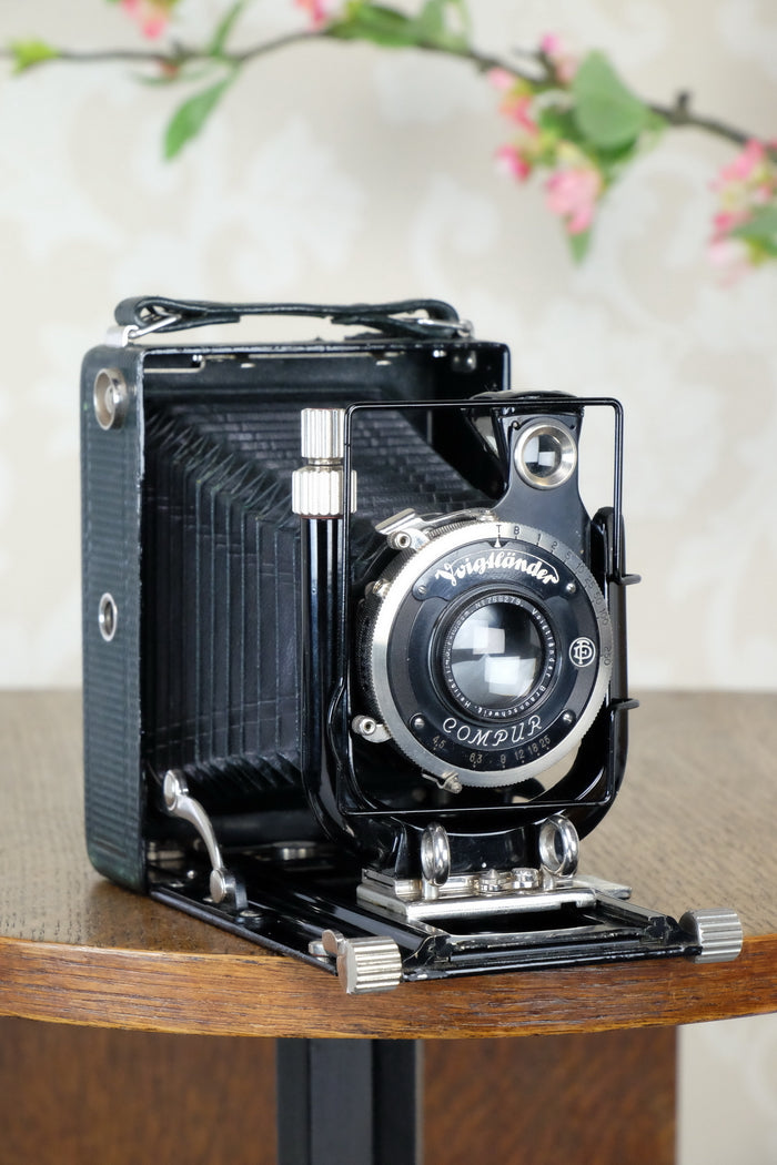 1933 Voigtlander Bergheil - The rare GREEN Luxus version, Heliar lens & 6x9 120 roll-film back. CLA’d. Freshly serviced! - Voigtlander- Petrakla Classic Cameras