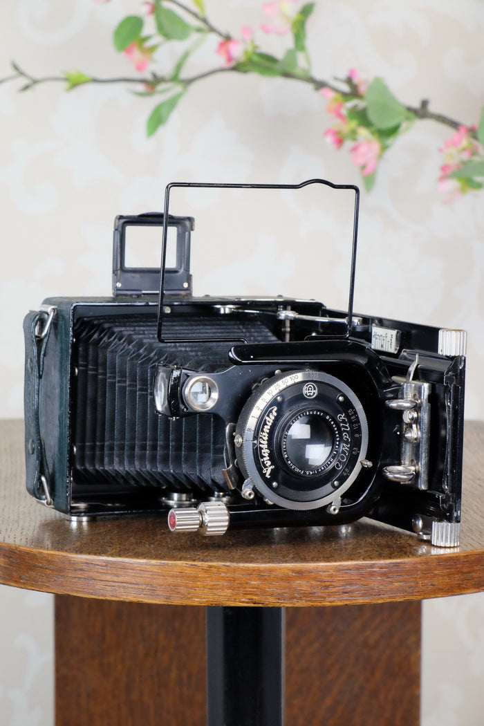 1933 Voigtlander Bergheil - The rare GREEN Luxus version, Heliar lens & 6x9 120 roll-film back. CLA’d. Freshly serviced! - Voigtlander- Petrakla Classic Cameras