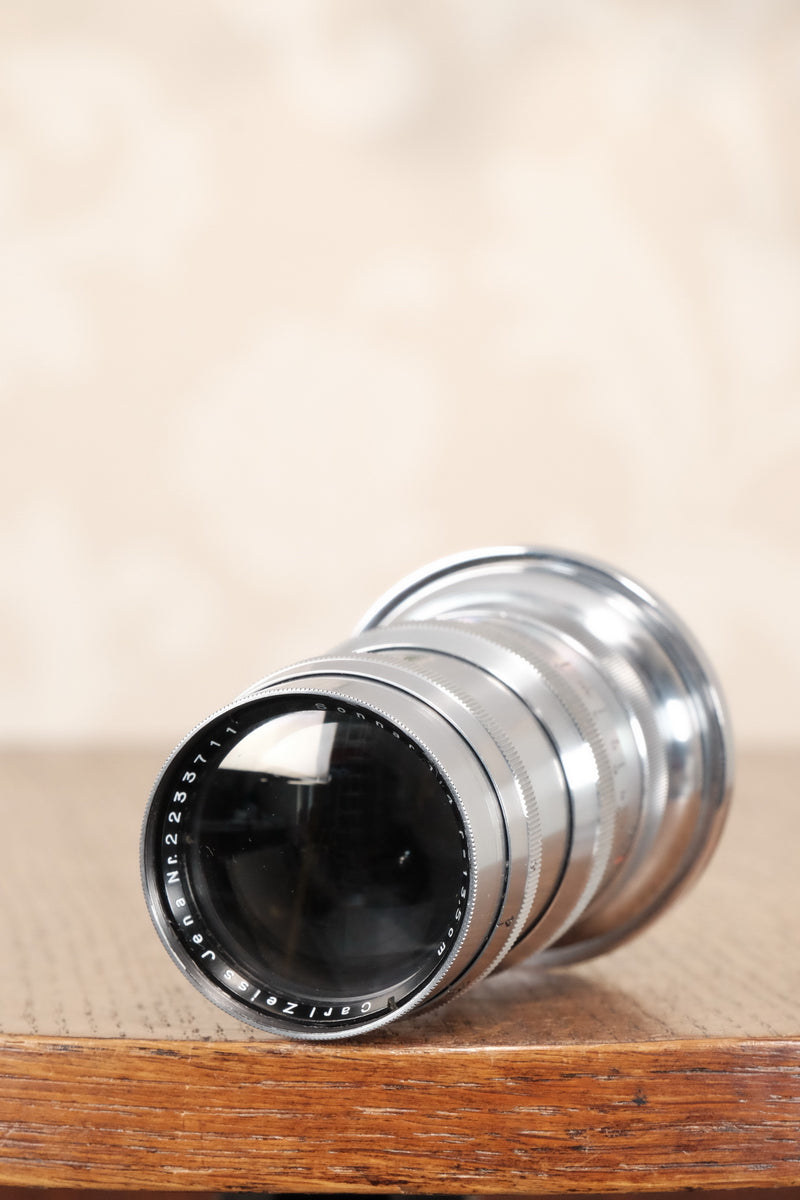Near mint 1938 CARL ZEISS SONNAR LENS for Contax I, II or III with case. - Carl Zeiss Jena- Petrakla Classic Cameras