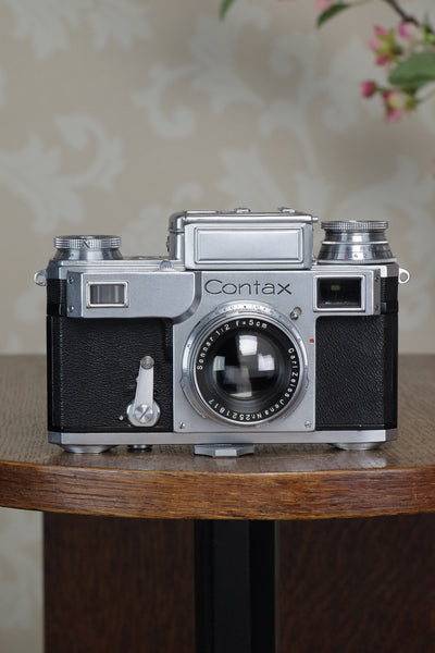 SUPERB! 1937 Zeiss Ikon Contax, 35mm coupled rangefinder, with Sonnar lens, CLA'd, Freshly Serviced! - Zeiss-Ikon- Petrakla Classic Cameras