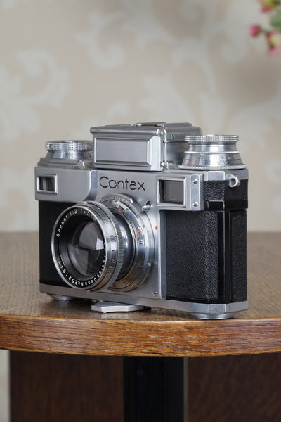 SUPERB! 1937 Zeiss Ikon Contax, 35mm coupled rangefinder, with Sonnar lens, CLA'd, Freshly Serviced! - Zeiss-Ikon- Petrakla Classic Cameras