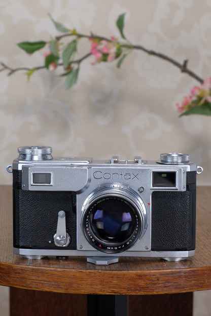 Near Mint! WWII 1939 Zeiss Ikon Contax II with “T” coated f1.5/50 Sonnar lens, CLA'd, Freshly Serviced!