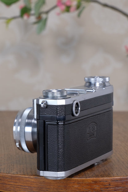 Near Mint! WWII 1939 Zeiss Ikon Contax II with “T” coated f1.5/50 Sonnar lens, CLA'd, Freshly Serviced!